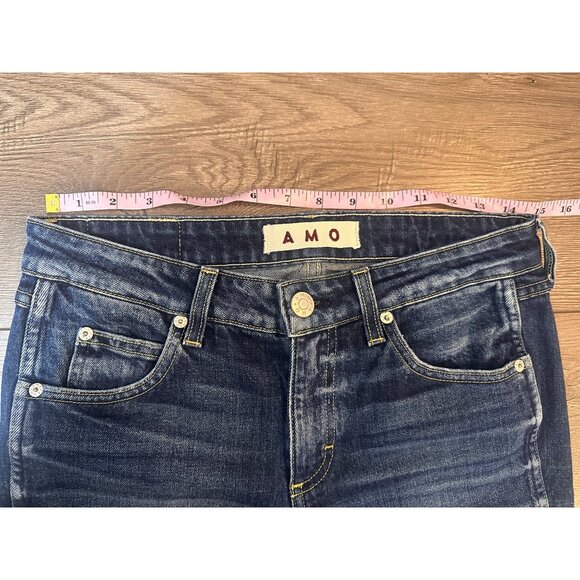 AMO Stix True Blue Mid Rise Dark Wash Skinny Jeans 27 - Picture 4 of 8
